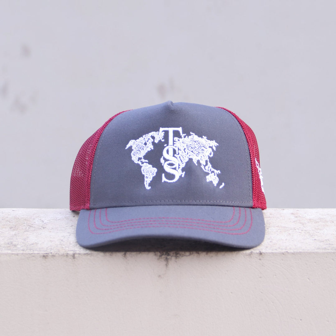 TSS GLOBAL CAP - DARK GREY / MAROON COTTEN